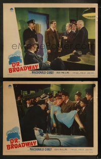 1k873 DR. BROADWAY 2 LCs 1942 Macdonald Carey is a doctor who helps show people & solves crimes!