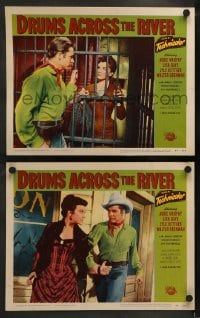 1k877 DRUMS ACROSS THE RIVER 2 LCs 1954 Audie Murphy in an empire of savage hate, Mara Corday!