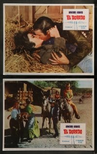 1k881 EL DORADO 2 LCs 1966 John Wayne, 1 w/James Caan rolling in the hay with sexy Michele Carey!