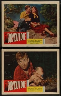 1k887 FOR YOU I DIE 2 LCs 1948 w/ romantic close up of sexy Cathy Downs & Paul Langton, noir!