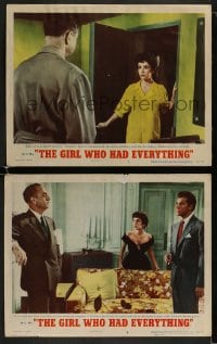 1k895 GIRL WHO HAD EVERYTHING 2 LCs 1953 Elizabeth Taylor, William Powell, Fernando Lamas!