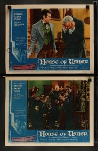 1k904 HOUSE OF USHER 2 LCs 1960 Myrna Fahey, one with Vincent Price, Edgar Allan Poe!