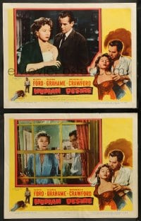 1k905 HUMAN DESIRE 2 LCs 1954 Gloria Grahame born to be bad, kissed & to make trouble!