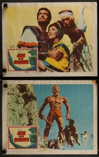 1k917 JASON & THE ARGONAUTS 2 LCs 1963 special effects by Ray Harryhausen, border art of colossus!
