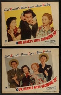 1k937 OUR HEARTS WERE GROWING UP 2 LCs 1946 Brian Donlevy, sexy Gail Russell & Diana Lynn!