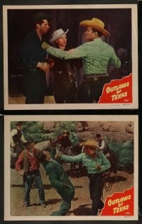 1k939 OUTLAWS OF TEXAS 2 LCs 1950 great images of Phyllis Coates with Whip Wilson & Andy Clyde!