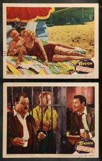 1k974 TENSION 2 LCs 1949 Barry Sullivan with William Conrad & bad girl Audrey Totter!