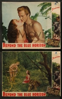 1k688 BEYOND THE BLUE HORIZON 3 LCs 1942 sexy Dorothy Lamour & Richard Denning in loincloth!
