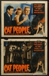 1k601 CAT PEOPLE 4 LCs R1952 directed by Jacques Tourneur, sexy Simone Simon, great border art!