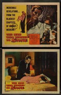 1k212 MAN WHO TURNED TO STONE 8 LCs 1957 Victor Jory practices unholy medicine, cool horror images!