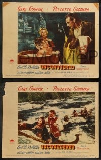 1k785 UNCONQUERED 3 LCs 1947 directed by Cecil B. DeMille, Gary Cooper, Paulette Goddard!