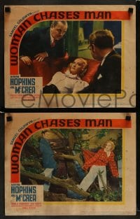 1k679 WOMAN CHASES MAN 4 LCs 1937 Miriam Hopkins, Joel McCrea & Winninger in a de-nutty comedy!