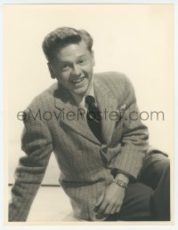 1m602 MICKEY ROONEY deluxe 10x13 still 1930s great seated smiling portrait wearing suit & tie!