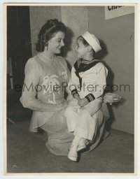 1m610 MYRNA LOY deluxe 10x13 still 1930s behind the scenes smiling at little boy in sailor suit!