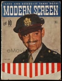 1m421 MODERN SCREEN magazine July 1943 Lieutenant Clark Gable, U.S. Army Air Forces!