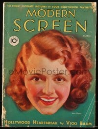 1m422 MODERN SCREEN magazine March 1932 great cover portrait of pretty Janet Gaynor!