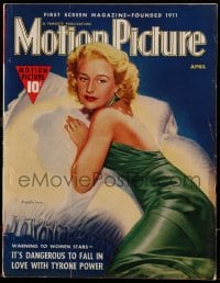 1m428 MOTION PICTURE magazine April 1939 cover portrait of sexy Priscilla Lane laying in bed!