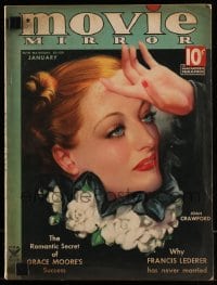 1m446 MOVIE MIRROR magazine January 1935 great cover art of Joan Crawford by Zoe Mozert!