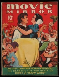 1m447 MOVIE MIRROR magazine May 1938 full cover art for Disney's Snow White and the Seven Dwarfs!