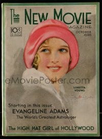 1m456 NEW MOVIE MAGAZINE magazine October 1930 cover art of Loretta Young by Penrhyn Stanlaws!