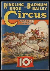 1m475 RINGLING BROS & BARNUM & BAILEY CIRCUS magazine 1935 art of man & woman racing chariots!