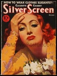 1m488 SILVER SCREEN magazine October 1933 cover art of Joan Crawford by John Ralston Clarke!