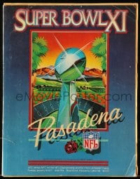 1m494 SUPER BOWL XI magazine 1977 cool art of the Vince Lombardi trophy, includes calendar page!