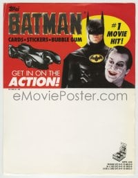 1m038 BATMAN 9x11 promo sheet 1989 Michael Keaton, Jack Nicholson as The Joker for Topps Bubble Gum