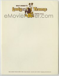 1m124 LADY & THE TRAMP 9x11 letterhead R1972 Walt Disney classic canine cartoon!