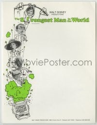 1m133 STRONGEST MAN IN THE WORLD 9x11 letterhead 1975 Walt Disney, teen Kurt Russell & Joe Flynn!