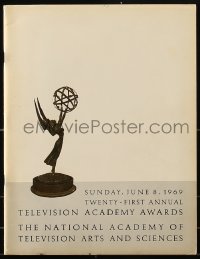 1m365 TWENTY-FIRST ANNUAL TELEVISION ACADEMY AWARDS foil souvenir program book 1969 Emmy Awards!