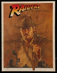 1m164 RAIDERS OF THE LOST ARK 4-page screening program 1981 Richard Amsel art of Harrison Ford!