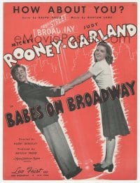 1m175 BABES ON BROADWAY sheet music 1941 Mickey Rooney, Judy Garland, How About You!