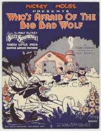 1m203 THREE LITTLE PIGS sheet music 1933 Walt Disney cartoon, Who's Afraid of the Big Bad Wolf!