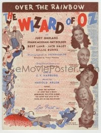 1m209 WIZARD OF OZ sheet music 1939 Over the Rainbow, most classic song from the movie!