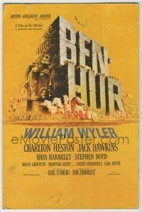 1m055 BEN-HUR 9x14 standee 1960 Charlton Heston, William Wyler classic epic, chariot art!