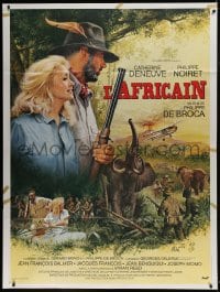 1p461 AFRICAN French 1p 1983 art of hunters Catherine Deneuve & Philippe Noiret by Jean Mascii!