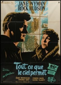 1p471 ALL THAT HEAVEN ALLOWS French 1p 1962 different Xarrie art of Rock Hudson & Jane Wyman!