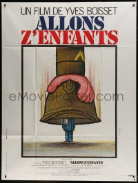 1p472 ALLONS Z'ENFANTS French 1p 1981 Ferracci art of giant helmet engulfing tiny WWII soldier!