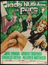 1p487 BAREFOOT IN THE PARK French 1p 1967 different Roje art of Robert Redford & sexy Jane Fonda!