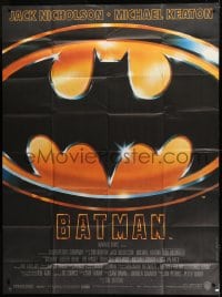 1p488 BATMAN French 1p 1989 DC Comics, directed by Tim Burton, cool image of the bat logo!