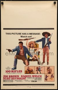 1p193 100 RIFLES WC 1969 sexy Raquel Welch between Jim Brown & Burt Reynolds, all holding guns!