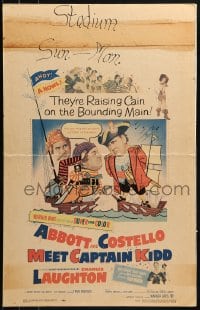 1p195 ABBOTT & COSTELLO MEET CAPTAIN KIDD WC 1953 art of pirates Bud & Lou with Charles Laughton!