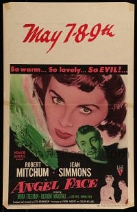1p199 ANGEL FACE WC 1953 Robert Mitchum, pretty heiress Jean Simmons, Otto Preminger, different!