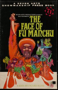 1p050 FACE OF FU MANCHU pressbook 1965 art of Asian villain Christopher Lee by Mitchell Hooks!