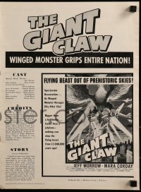 1p053 GIANT CLAW pressbook 1957 great art of winged monster from 17,000,000 B.C. destroying city!