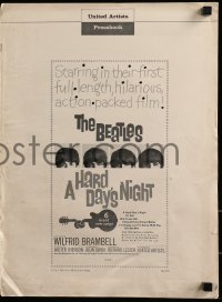 1p056 HARD DAY'S NIGHT pressbook 1964 The Beatles in their first film, rock & roll classic!