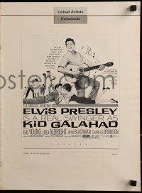 1p060 KID GALAHAD pressbook 1962 art of Elvis Presley singing with guitar, boxing, and romancing!