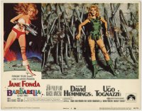 1r360 BARBARELLA LC #7 1968 great close up of sexy Jane Fonda backed against wall, Roger Vadim!