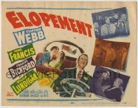 1r077 ELOPEMENT TC 1951 art of Clifton Webb driving car with Anne Francis & boyfriend kissing!